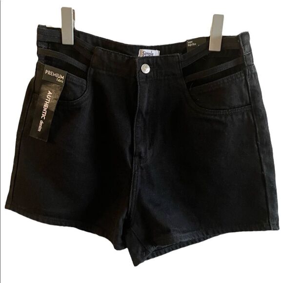 Simple Society Black Denim High Rise Shorts ~ NWT ~ size 9/29 - Picture 1 of 8